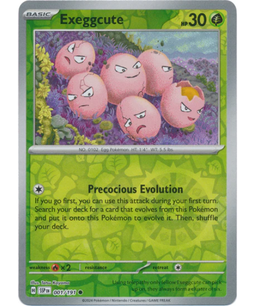 Exeggcute - Common Reverse Holo 001/191 [Scarlet & Violet Surging Sparks]