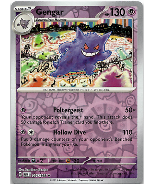 Gengar - Reverse Holo Rare 094/165 [Scarlet & Violet 151]